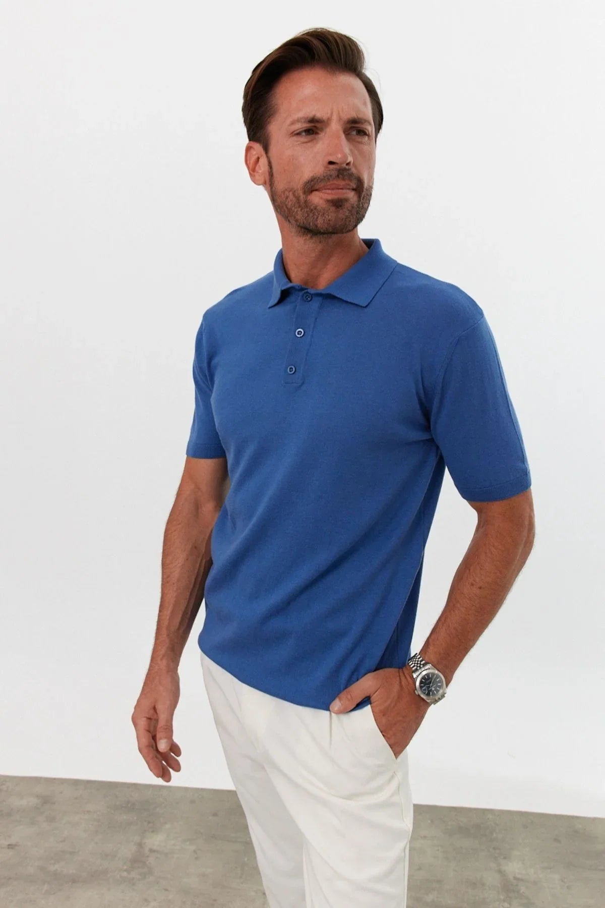 Erkek Polo Yaka Basic Kısa Kollu Yazlık Triko Tişört - Livio Ferri