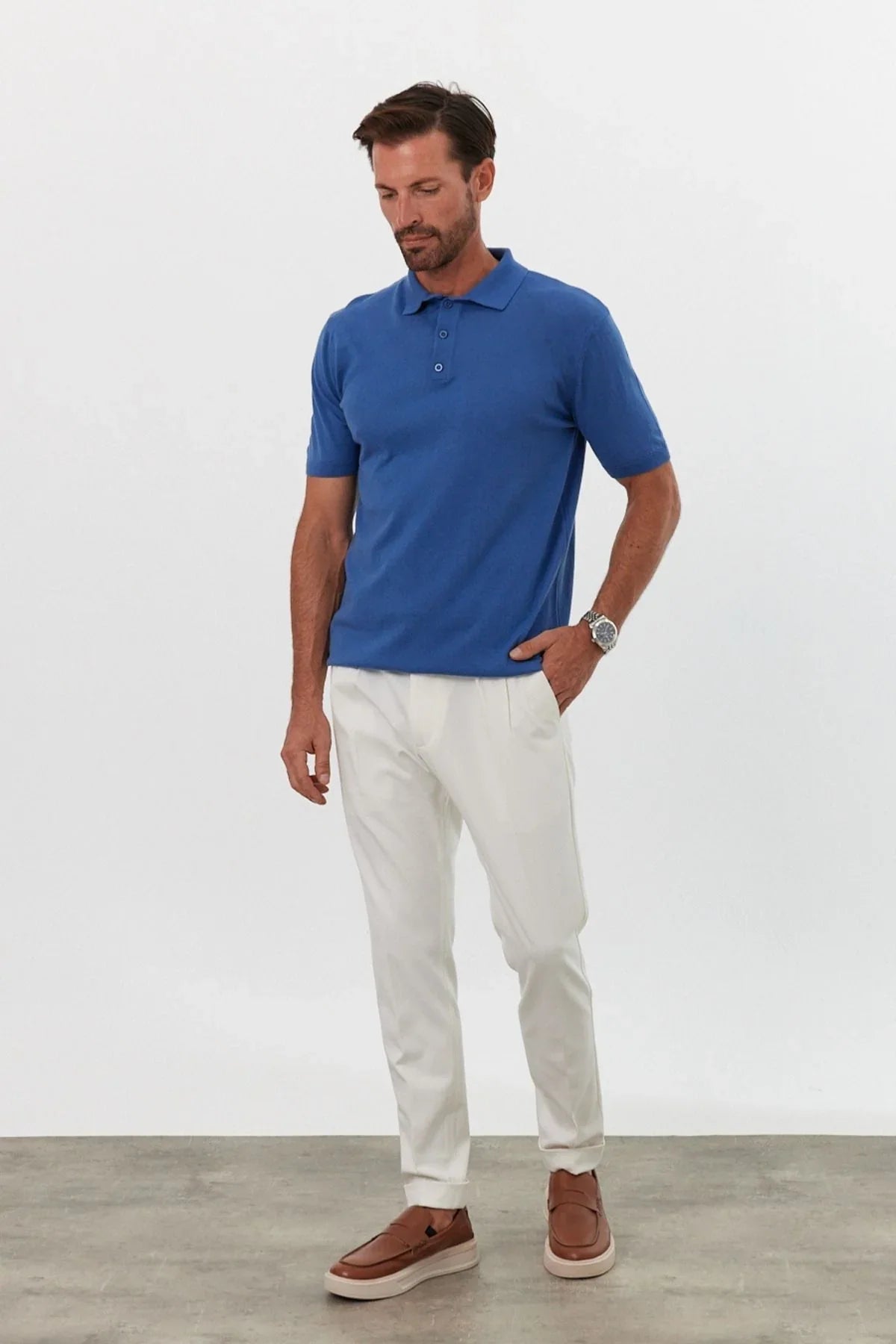 Erkek Polo Yaka Basic Kısa Kollu Yazlık Triko Tişört - Livio Ferri