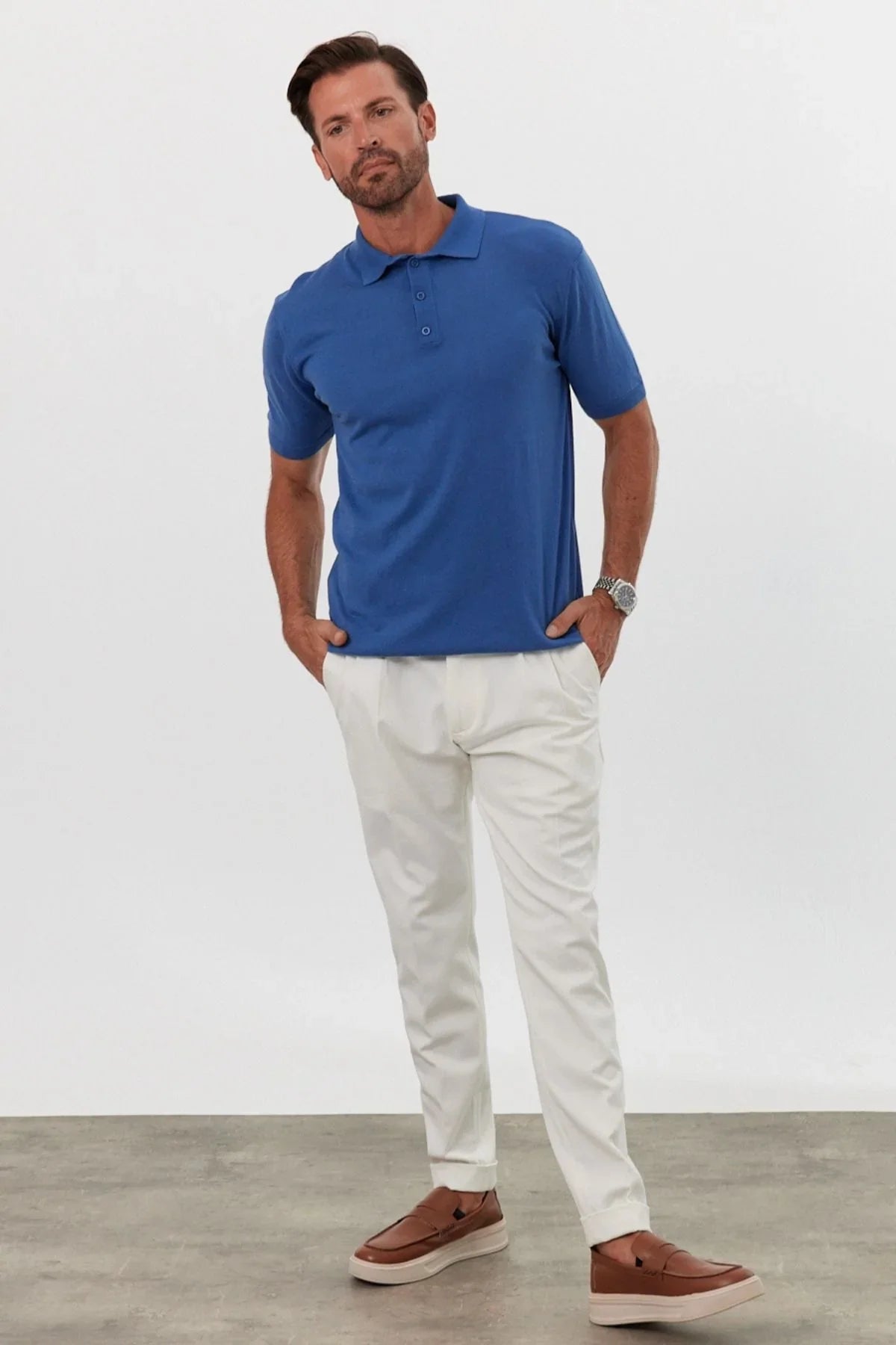 Erkek Polo Yaka Basic Kısa Kollu Yazlık Triko Tişört - Livio Ferri