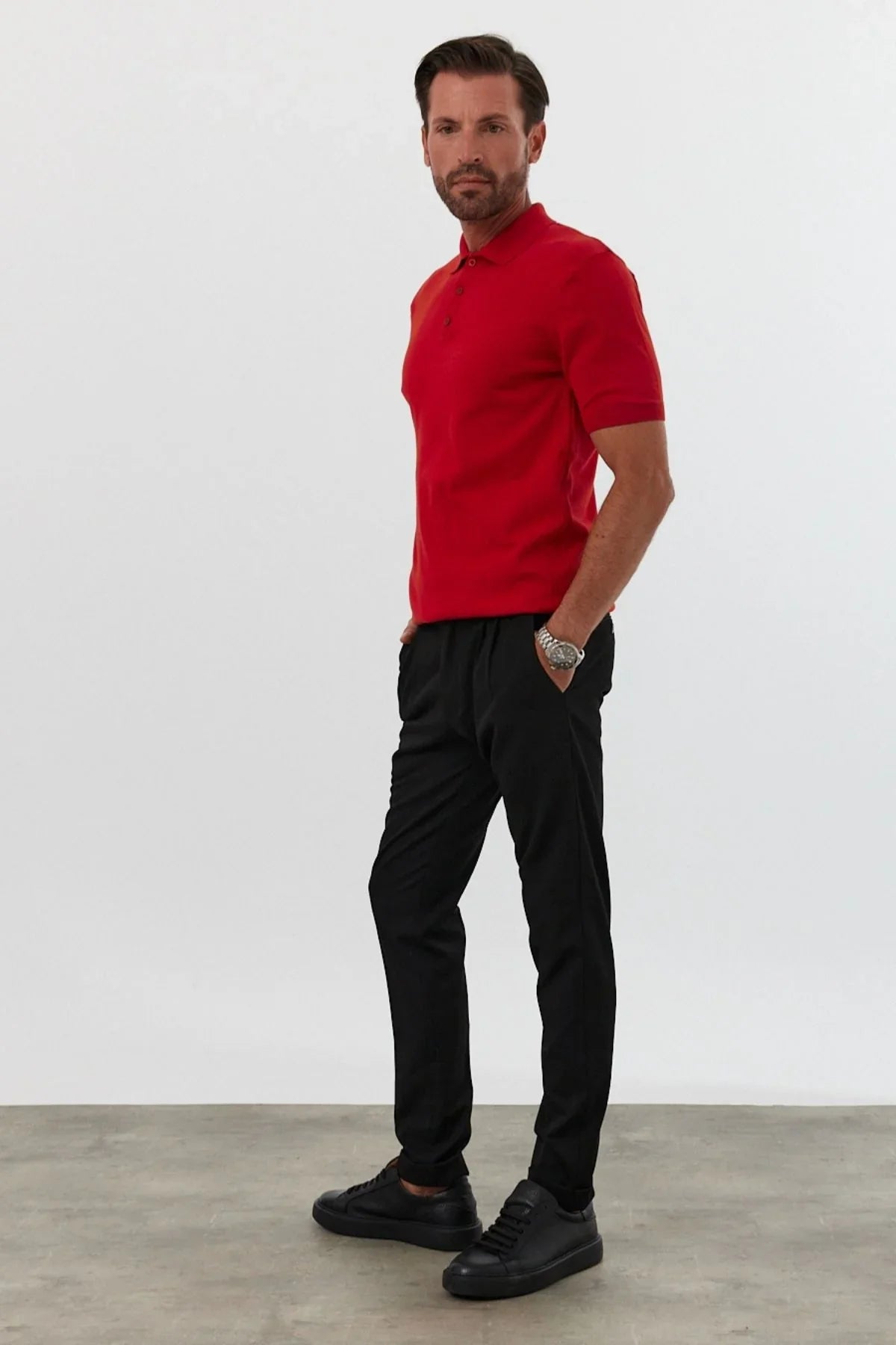 Erkek Polo Yaka Basic Kısa Kollu Yazlık Triko Tişört - Livio Ferri