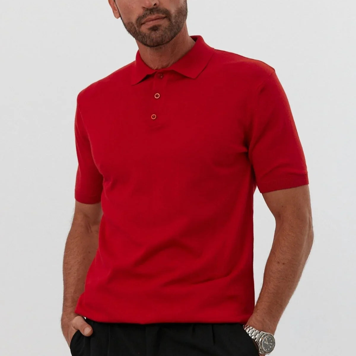 Erkek Polo Yaka Basic Kısa Kollu Yazlık Triko Tişört - Livio Ferri