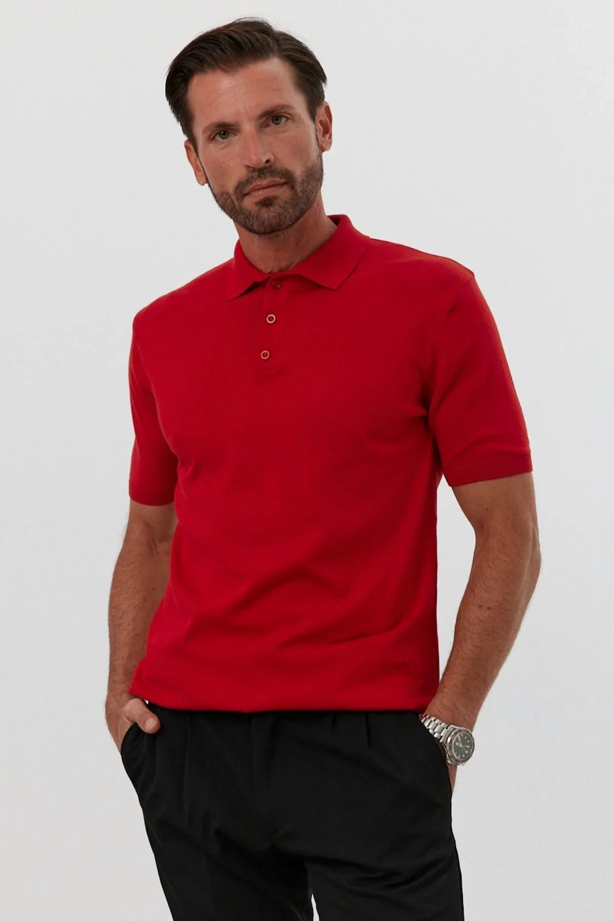 Erkek Polo Yaka Basic Kısa Kollu Yazlık Triko Tişört - Livio Ferri