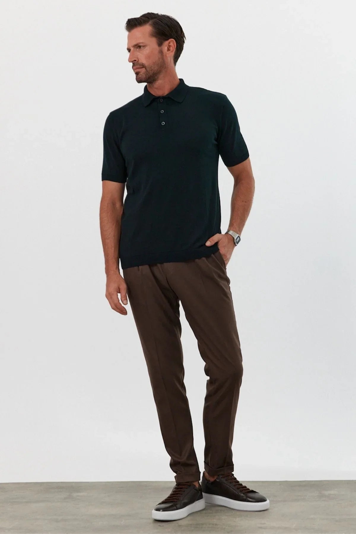 Erkek Polo Yaka Basic Kısa Kollu Yazlık Triko Tişört - Livio Ferri