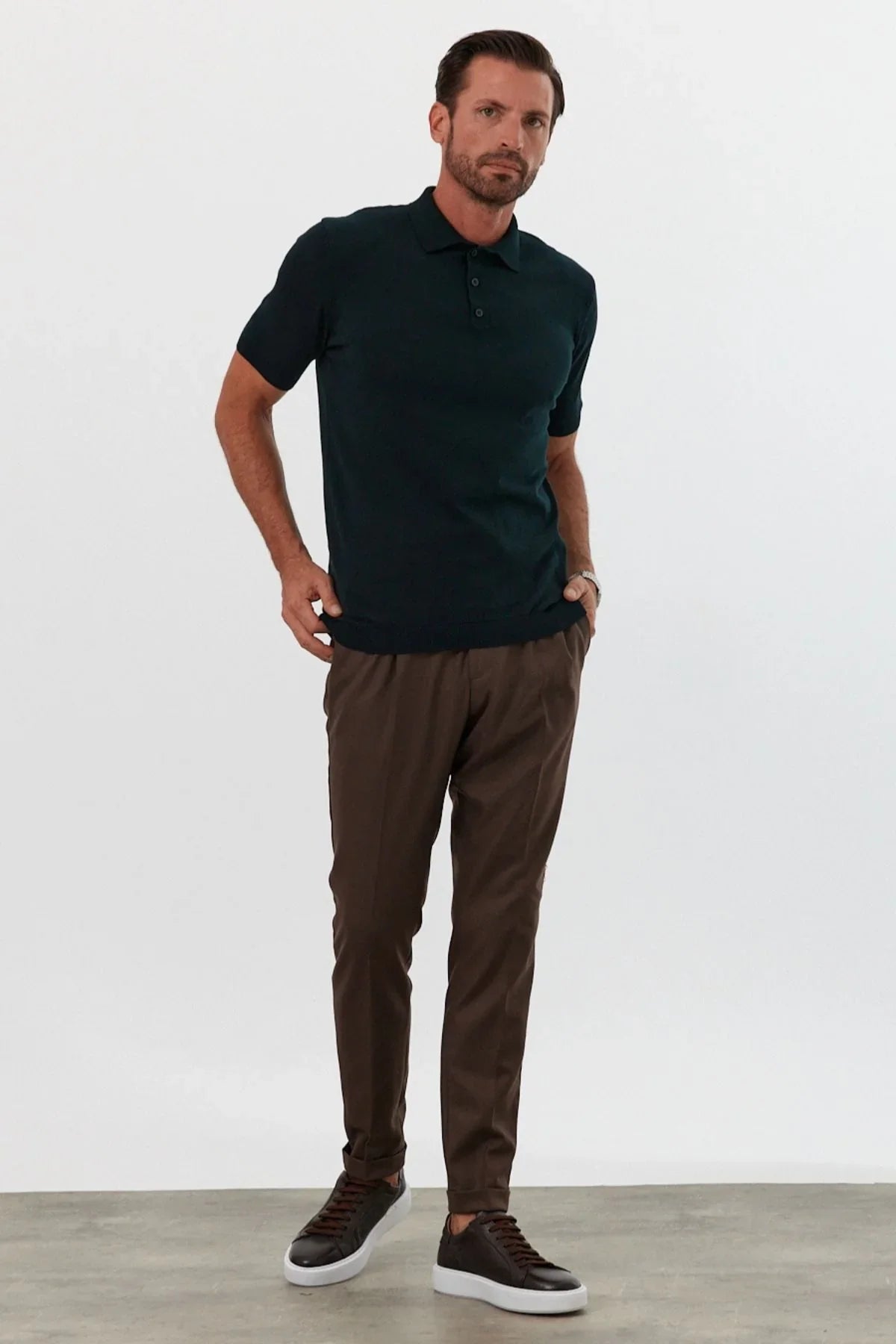 Erkek Polo Yaka Basic Kısa Kollu Yazlık Triko Tişört - Livio Ferri