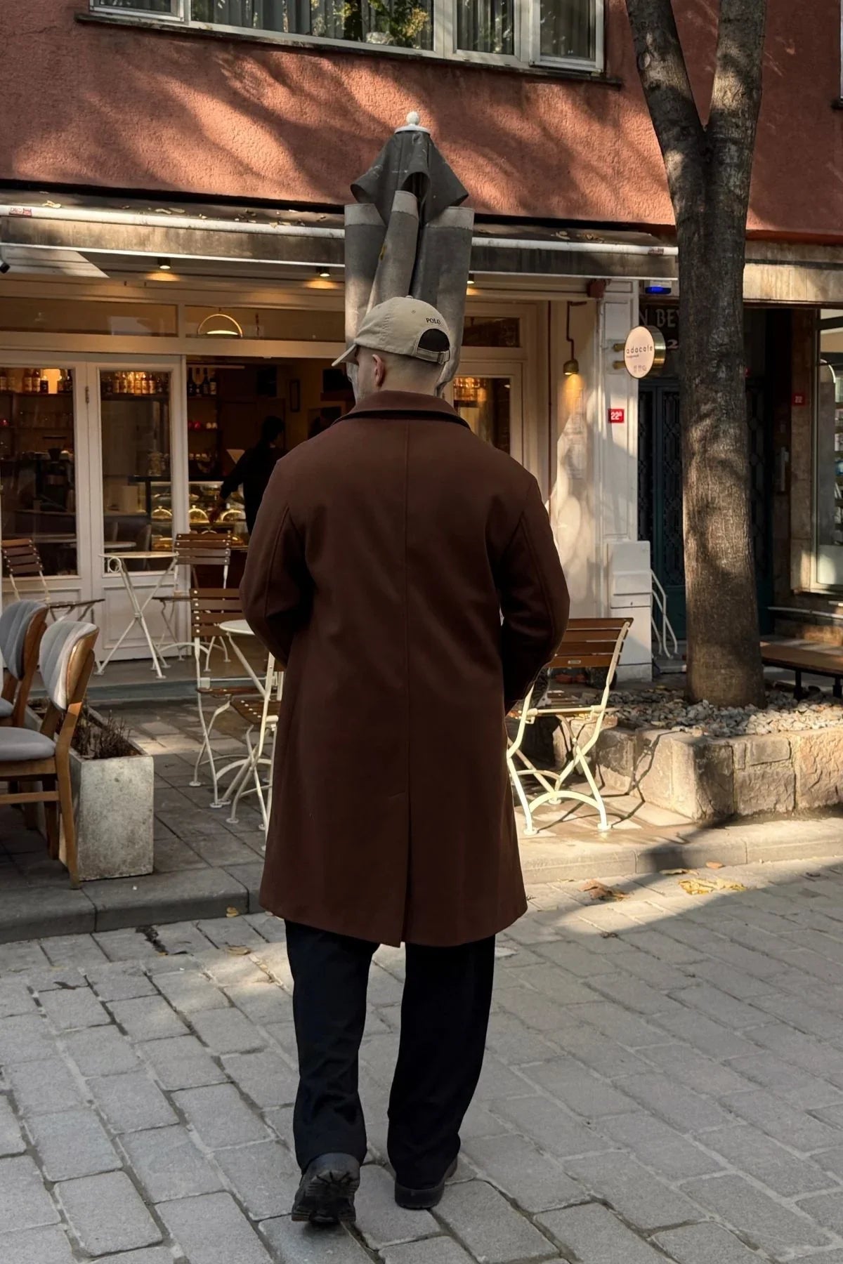 Erkek Regular Fit Düğmeli Cepli Kışlık Astarlı Klasik Uzun Kaşe Kaban - Livio Ferri