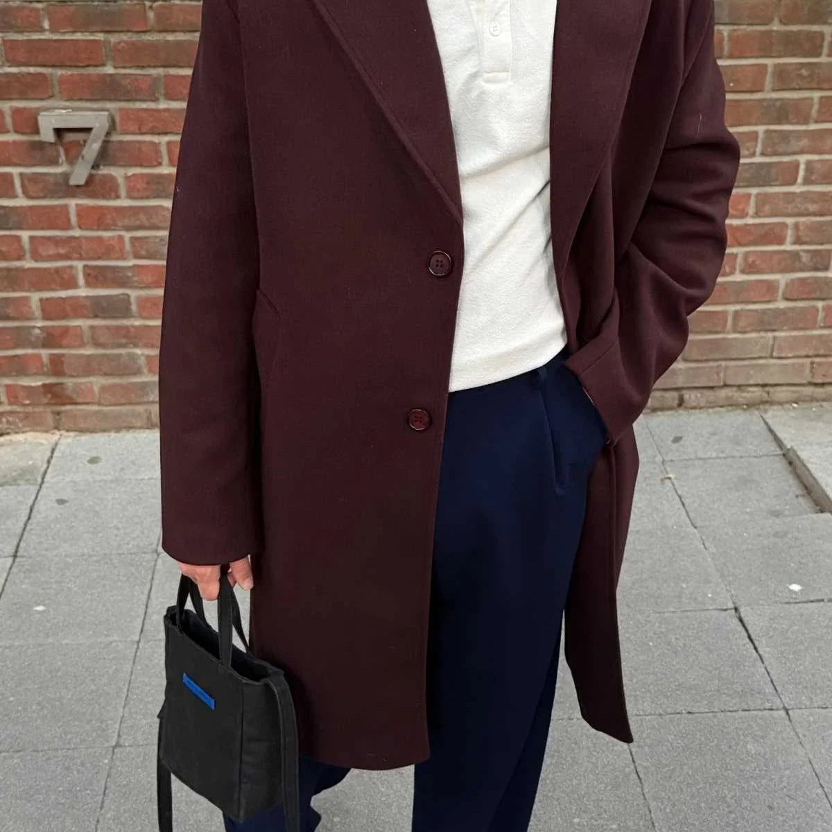 Erkek Regular Fit Düğmeli Cepli Kışlık Astarlı Klasik Uzun Kaşe Kaban