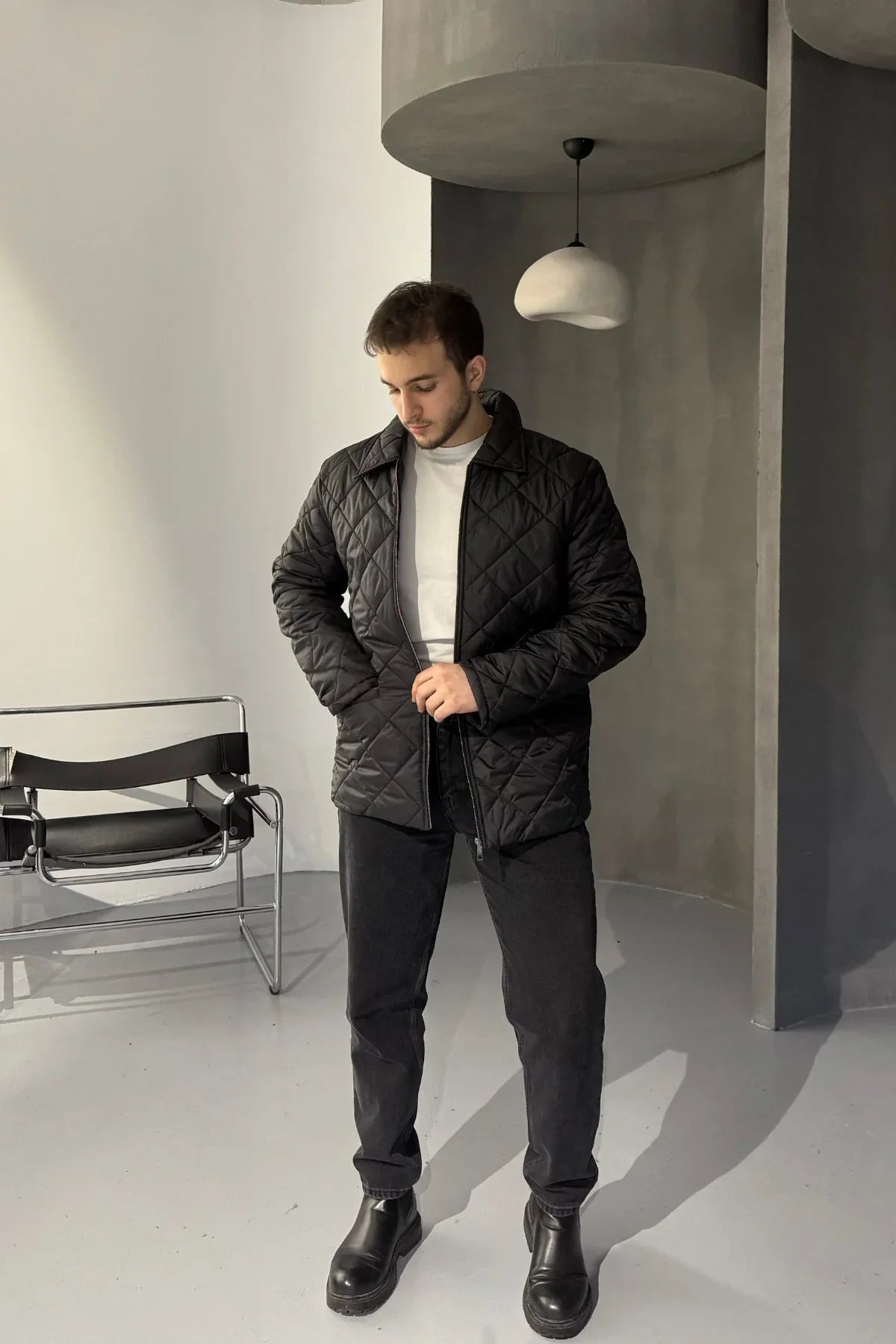 Erkek Regular Fit İçi Desenli Rahat Şık Mont - Livio Ferri