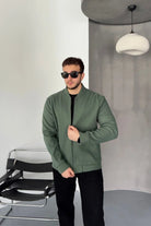 Erkek Regular Fit Pilot Yaka Fermuarlı Cepli Kışlık Astarsız Kaşe Mont - Livio Ferri