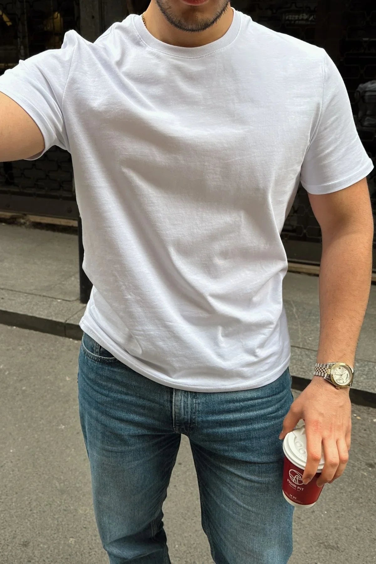 Erkek Regular Fit Yüksek Kalite %100 Pamuk Basic Tişört 24/1 - Livio Ferri