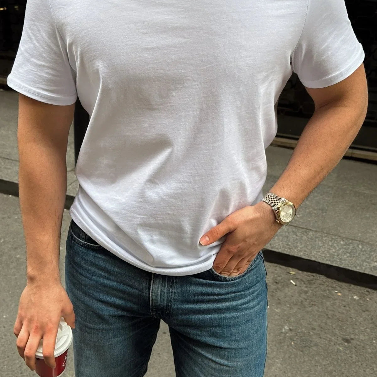 Erkek Regular Fit Yüksek Kalite %100 Pamuk Basic Tişört 24/1 - Livio Ferri