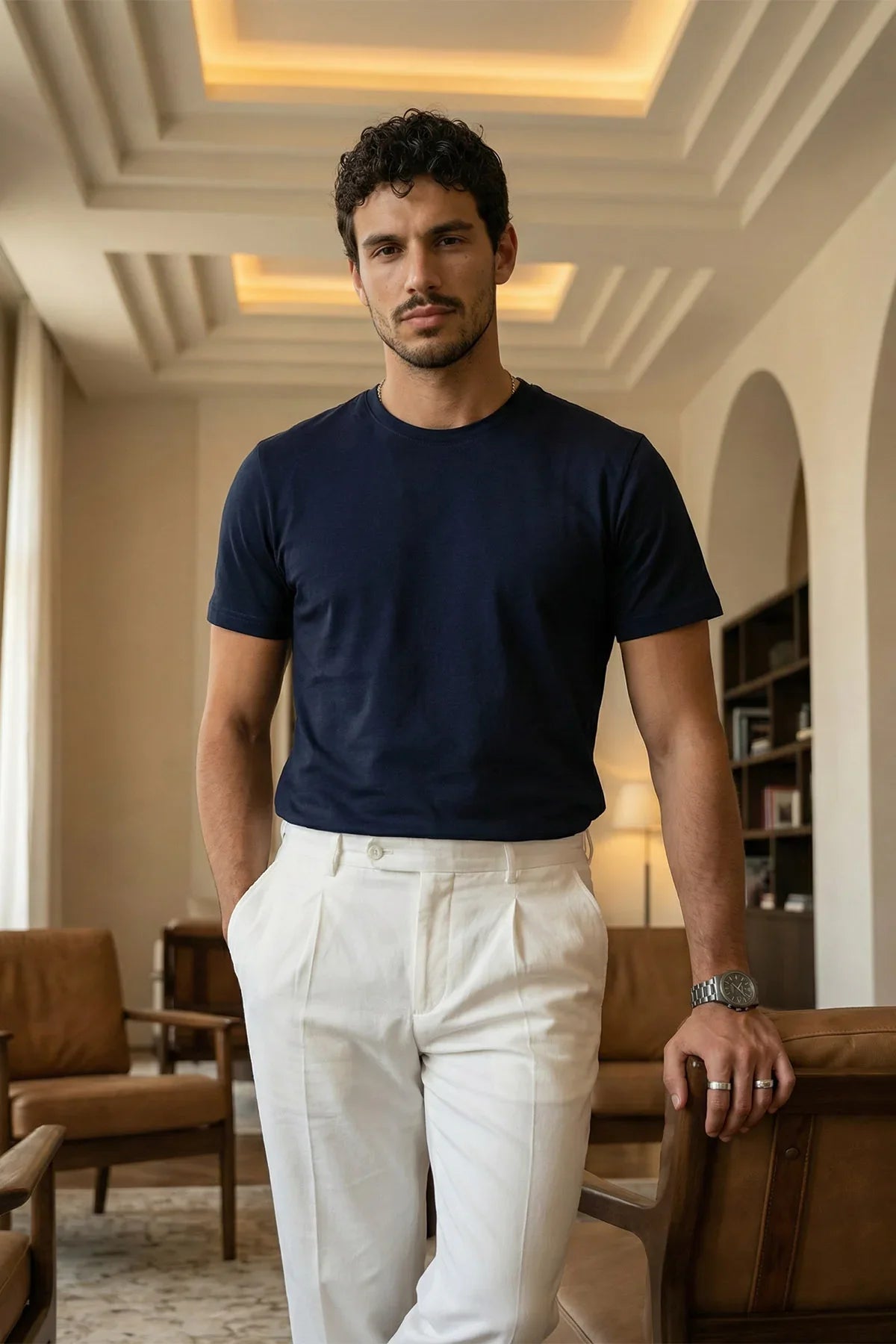 Erkek Regular Fit Yüksek Kalite %100 Pamuk Basic Tişört 24/1 - Livio Ferri