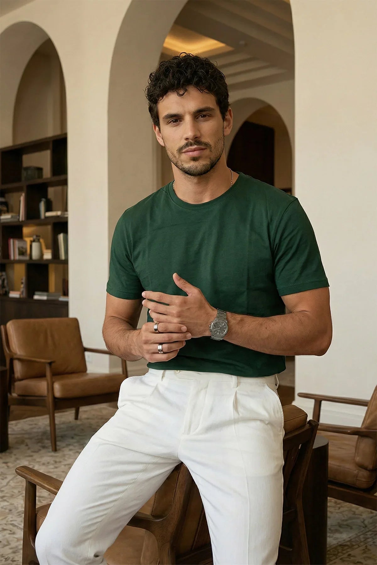 Erkek Regular Fit Yüksek Kalite %100 Pamuk Basic Tişört 24/1 - Livio Ferri