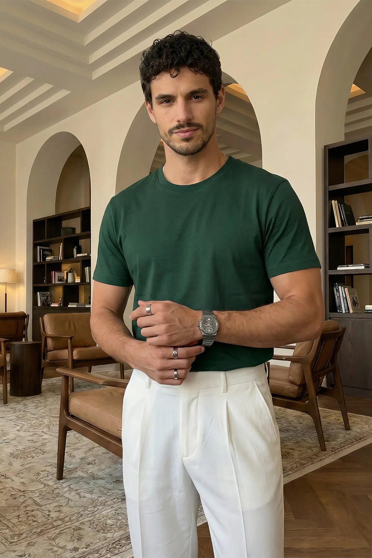 Erkek Regular Fit Yüksek Kalite %100 Pamuk Basic Tişört 24/1 - Livio Ferri
