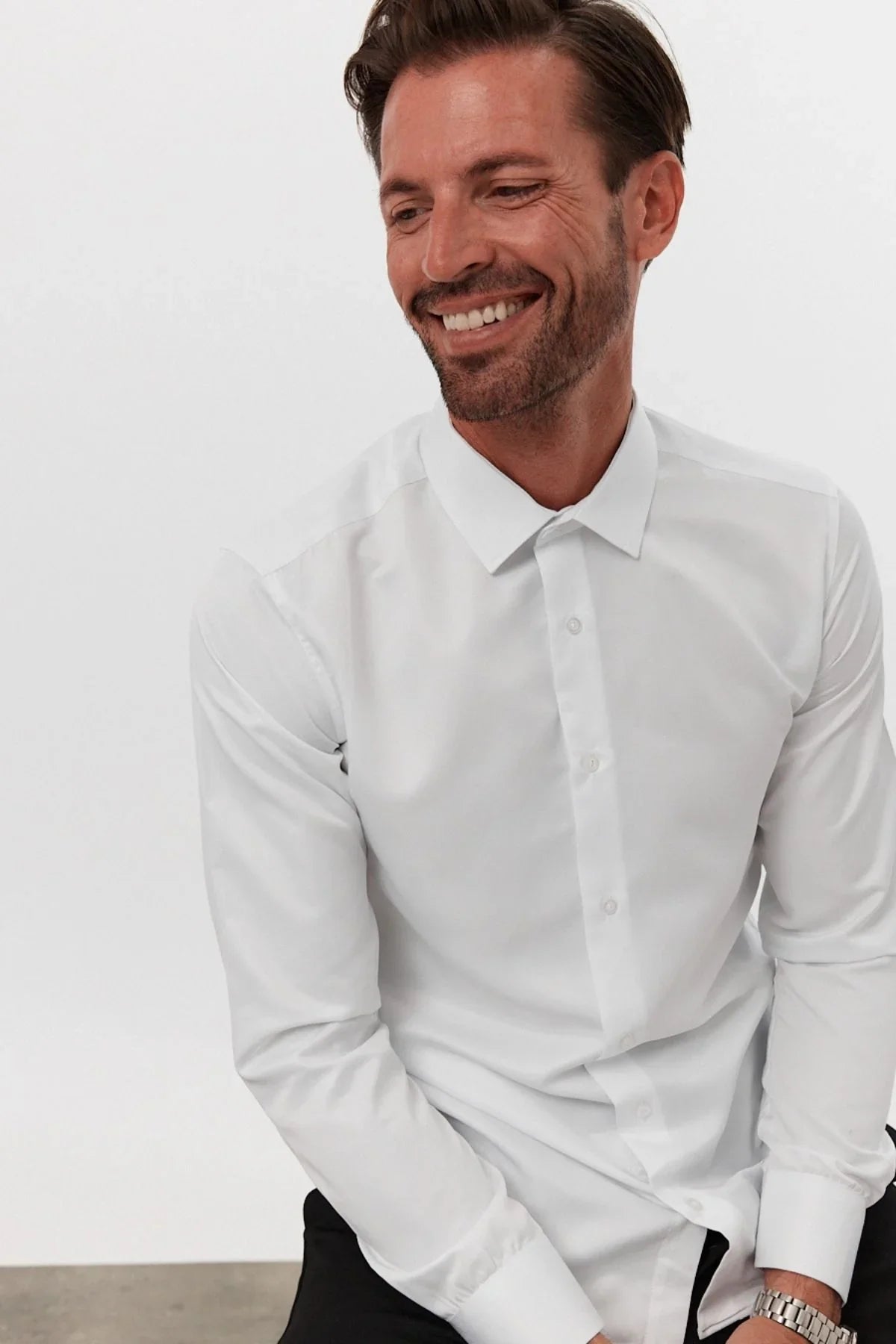 Erkek Slim Fit 4 Mevsim Kolay Ütülenir Basic Düz Gömlek - Livio Ferri