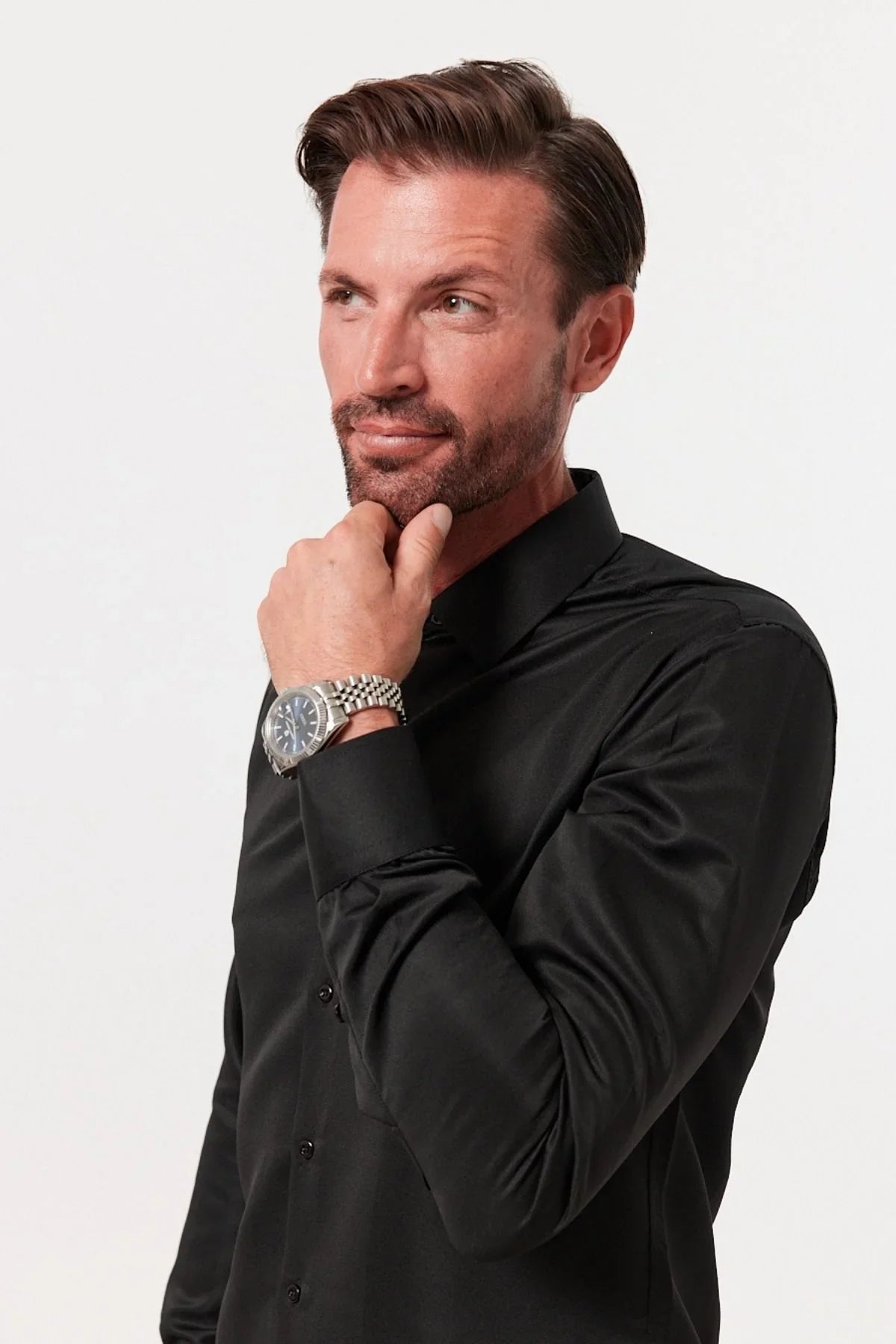 Erkek Slim Fit 4 Mevsim Kolay Ütülenir Basic Düz Gömlek - Livio Ferri