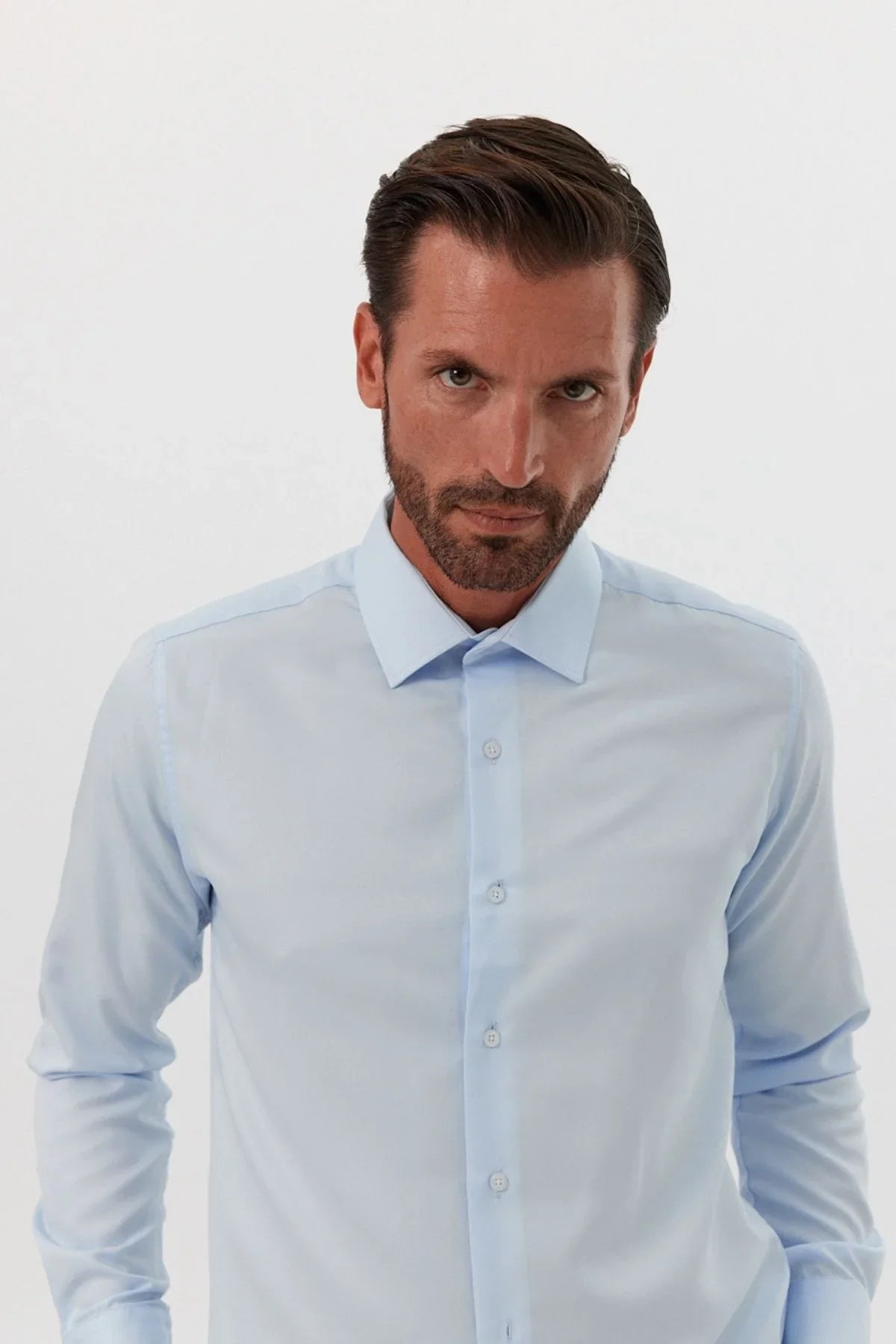 Erkek Slim Fit 4 Mevsim Kolay Ütülenir Basic Düz Gömlek - Livio Ferri