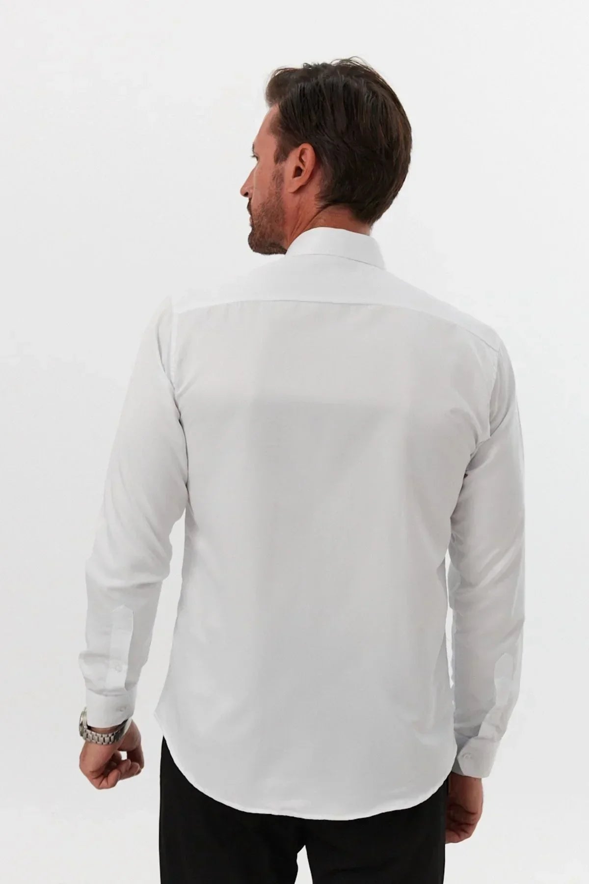 Erkek Slim Fit 4 Mevsim Kolay Ütülenir Basic Düz Gömlek - Livio Ferri
