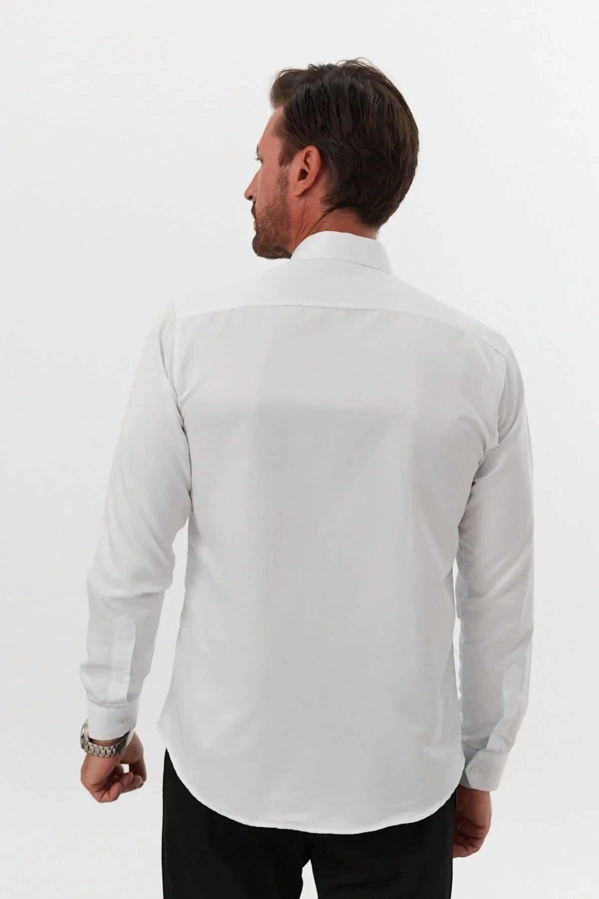 Erkek Slim Fit 4 Mevsim Kolay Ütülenir Basic Düz Gömlek - Livio Ferri