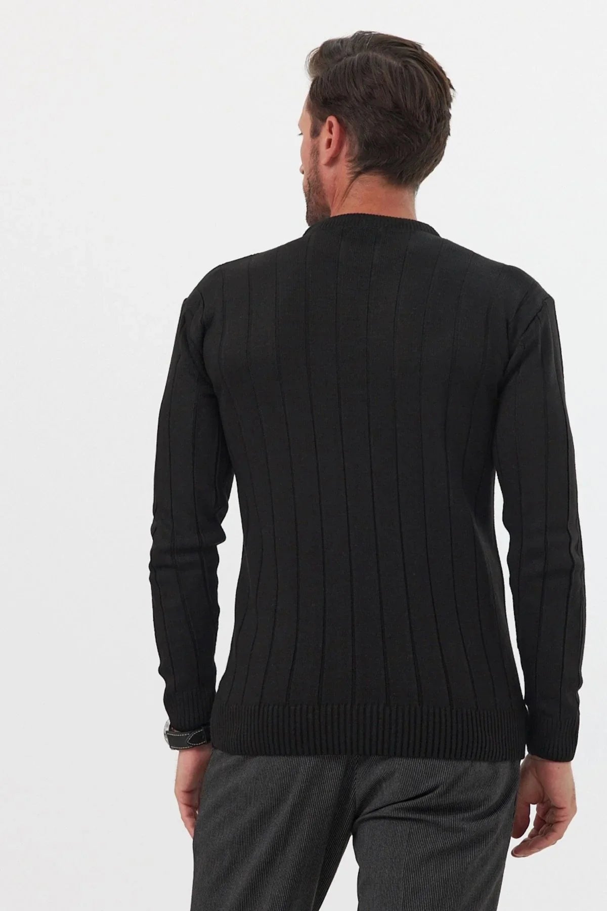 Erkek Slim Fit Dar Kesim Bisiklet Yaka Triko Kazak - Livio Ferri