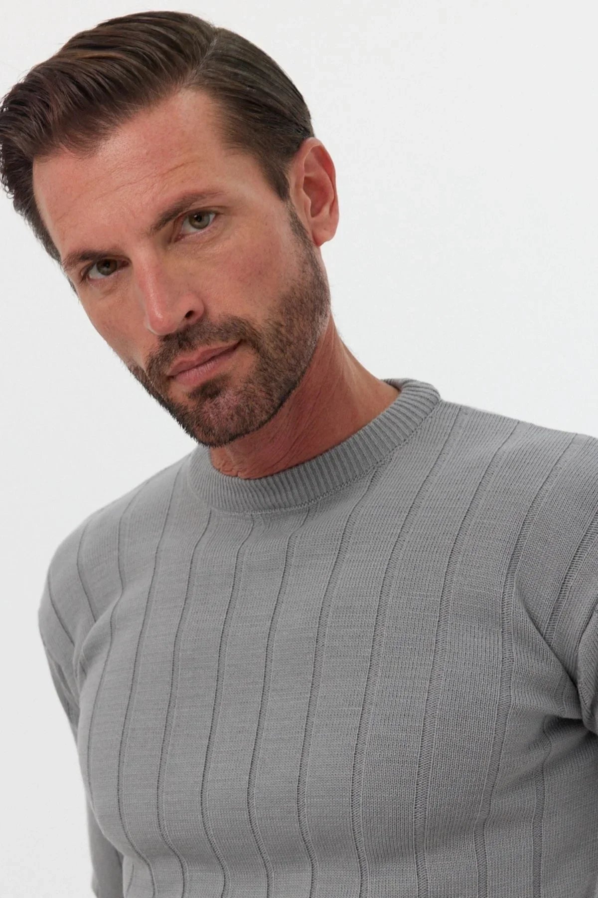 Erkek Slim Fit Dar Kesim Bisiklet Yaka Triko Kazak - Livio Ferri