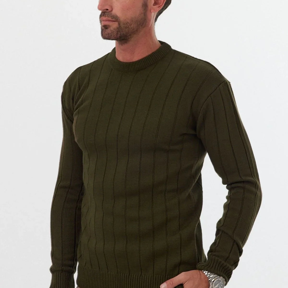 erkek-slim-fit-dar-kesim-bisiklet-yaka-triko-kazak-18966 - Livio Ferri