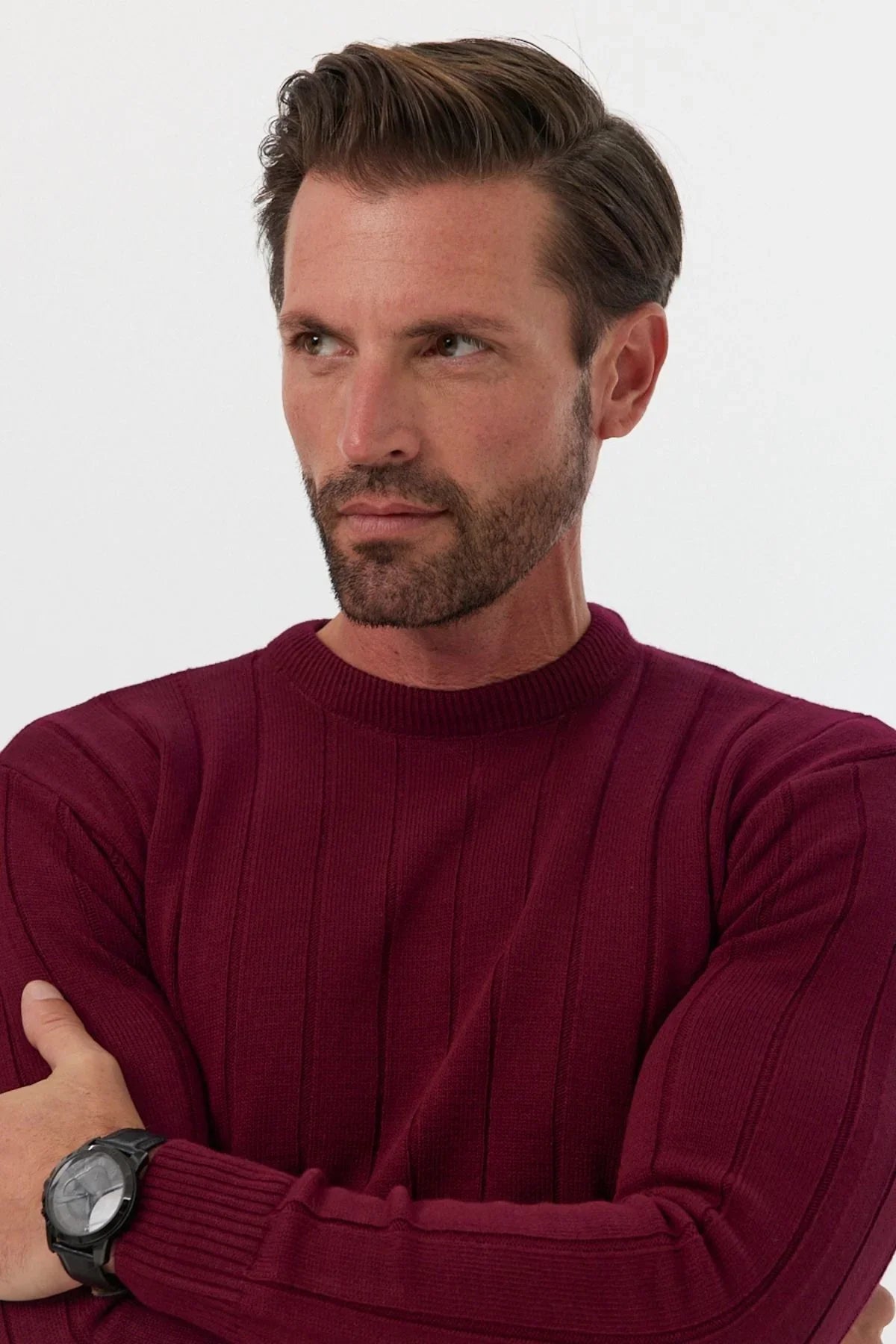 Erkek Slim Fit Dar Kesim Bisiklet Yaka Triko Kazak - Livio Ferri