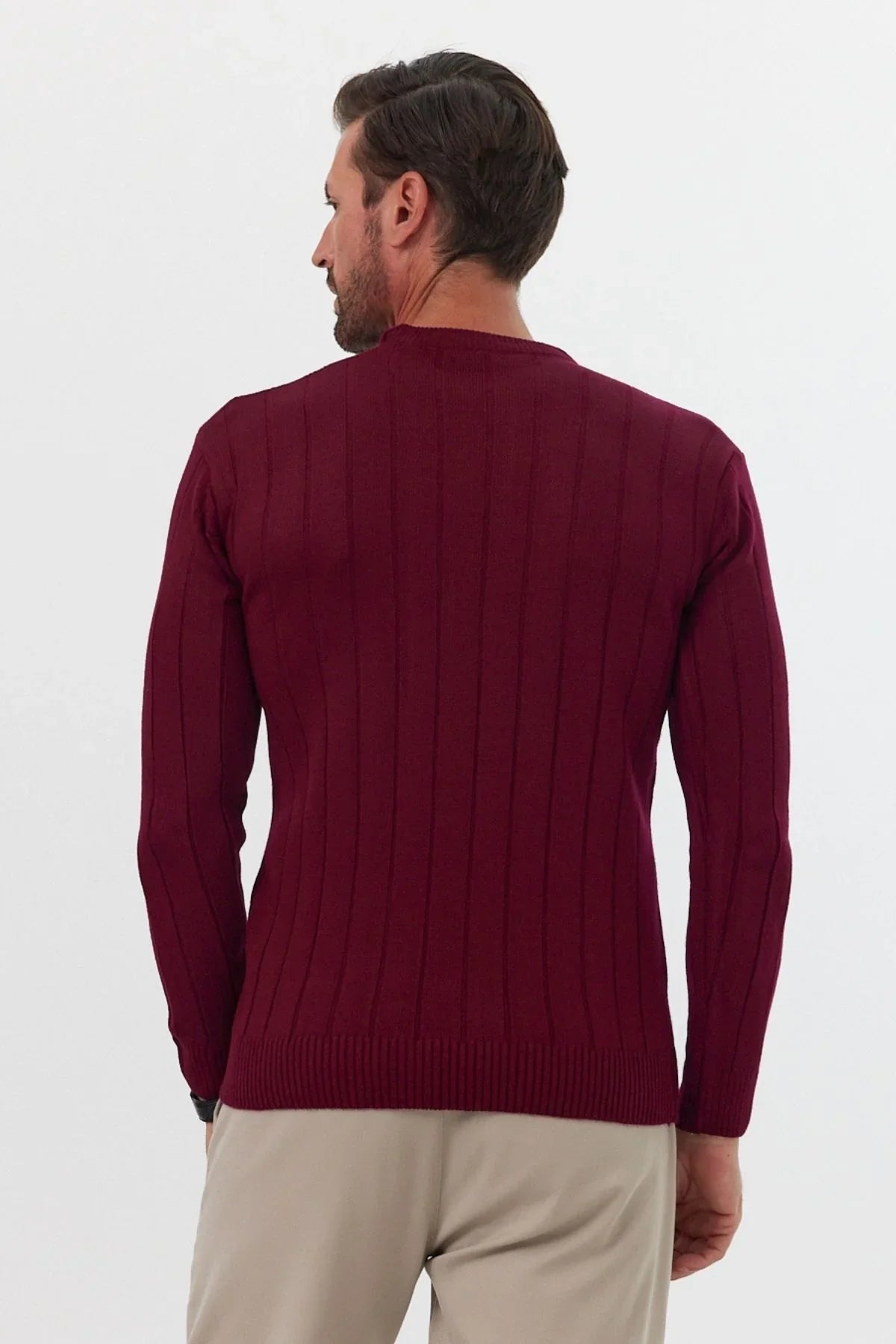 Erkek Slim Fit Dar Kesim Bisiklet Yaka Triko Kazak - Livio Ferri