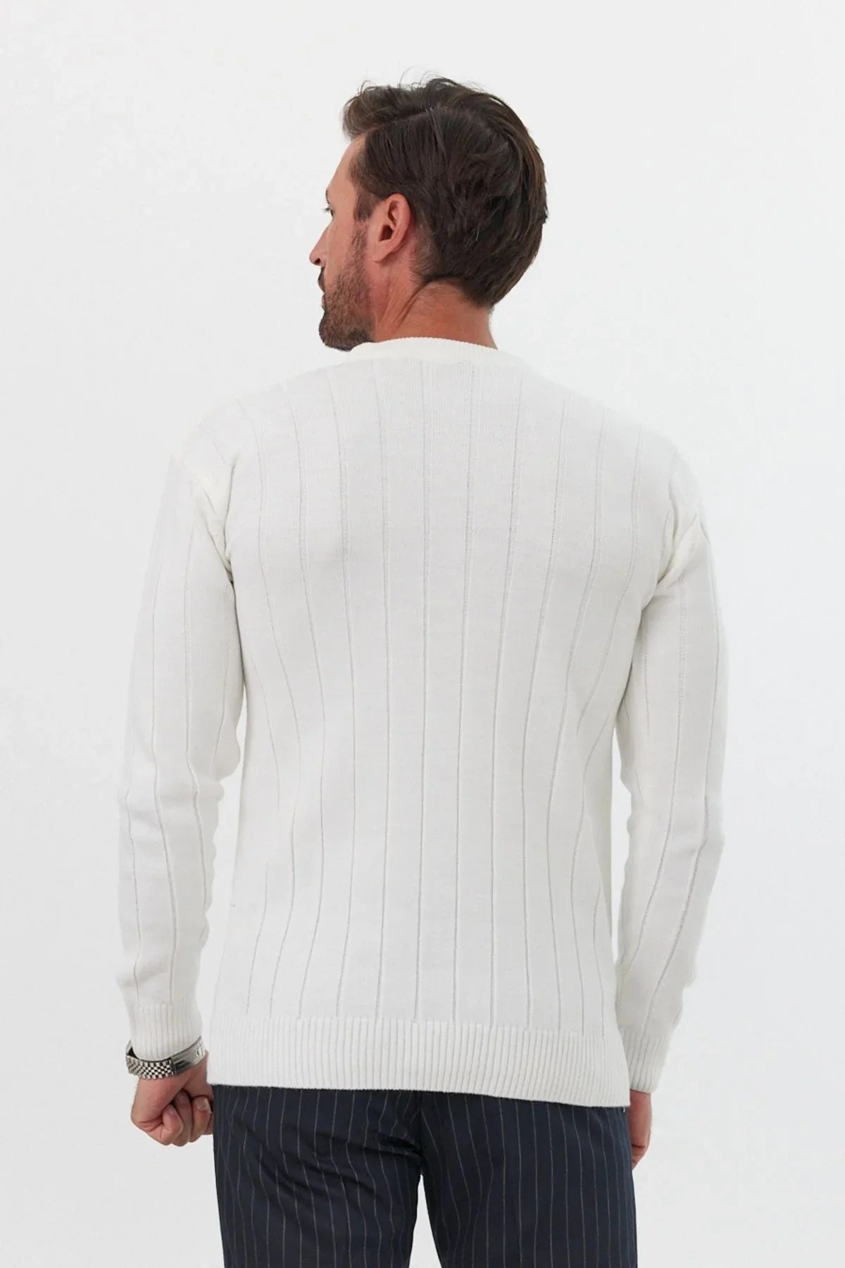 Erkek Slim Fit Dar Kesim Bisiklet Yaka Triko Kazak - Livio Ferri