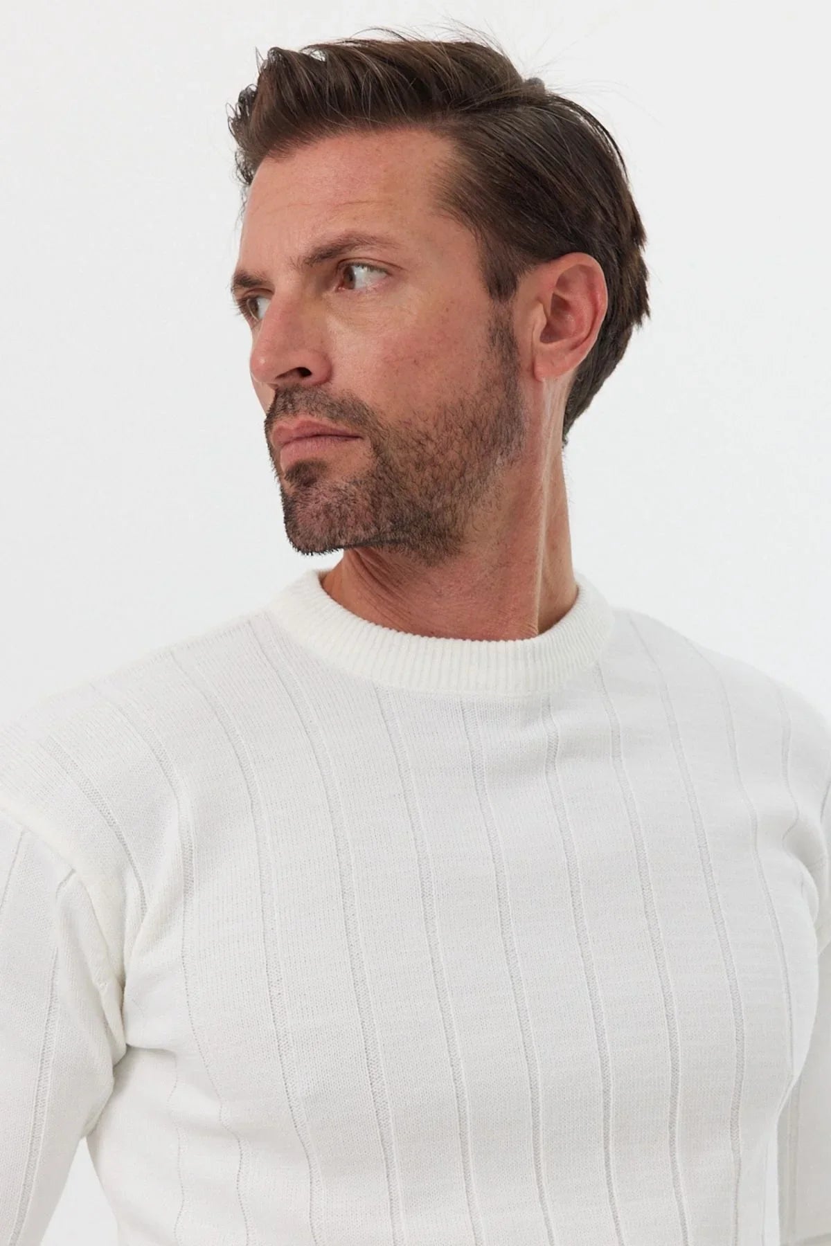 Erkek Slim Fit Dar Kesim Bisiklet Yaka Triko Kazak - Livio Ferri