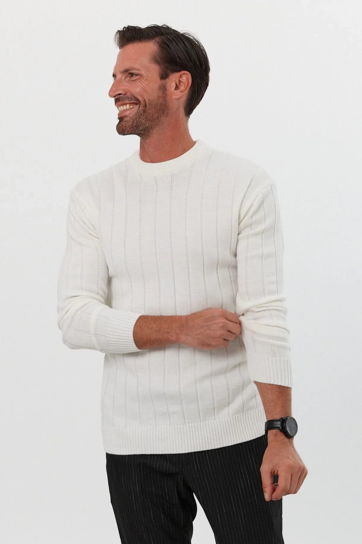 Erkek Slim Fit Dar Kesim Bisiklet Yaka Triko Kazak - Livio Ferri