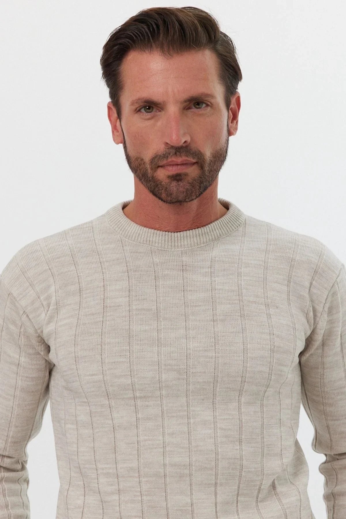 Erkek Slim Fit Dar Kesim Bisiklet Yaka Triko Kazak - Livio Ferri