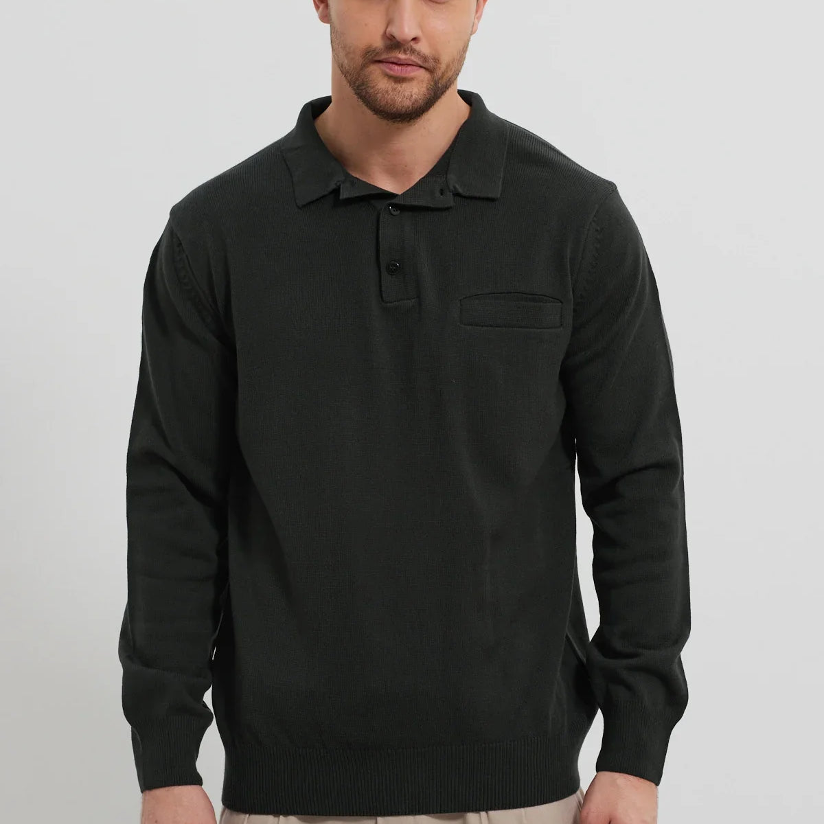 Erkek Standart Fit Polo Yaka Cepli Triko Kazak - Livio Ferri