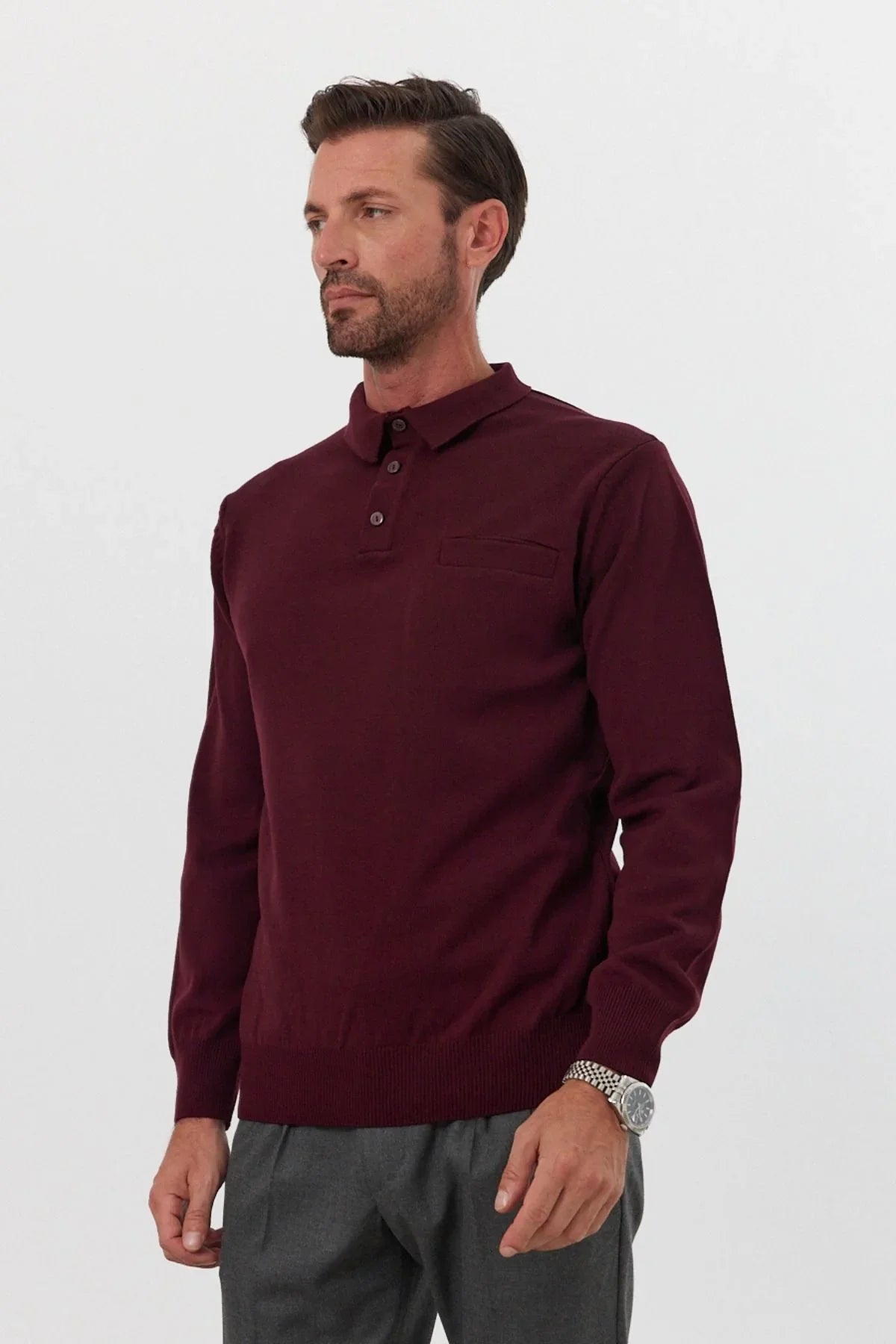 Erkek Standart Fit Polo Yaka Cepli Triko Kazak - Livio Ferri
