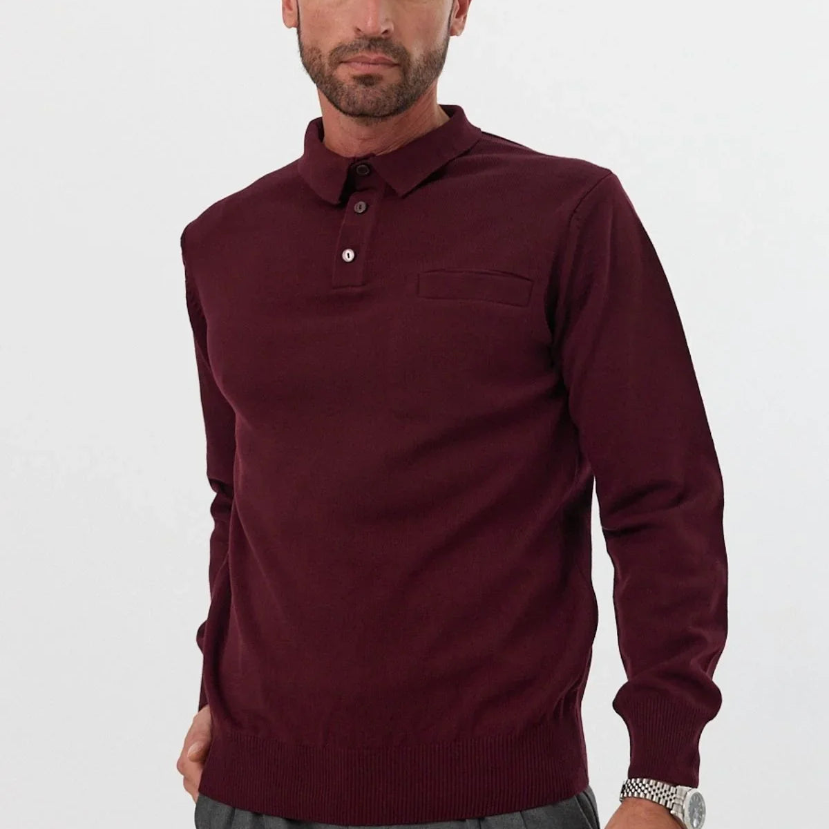 Erkek Standart Fit Polo Yaka Cepli Triko Kazak - Livio Ferri