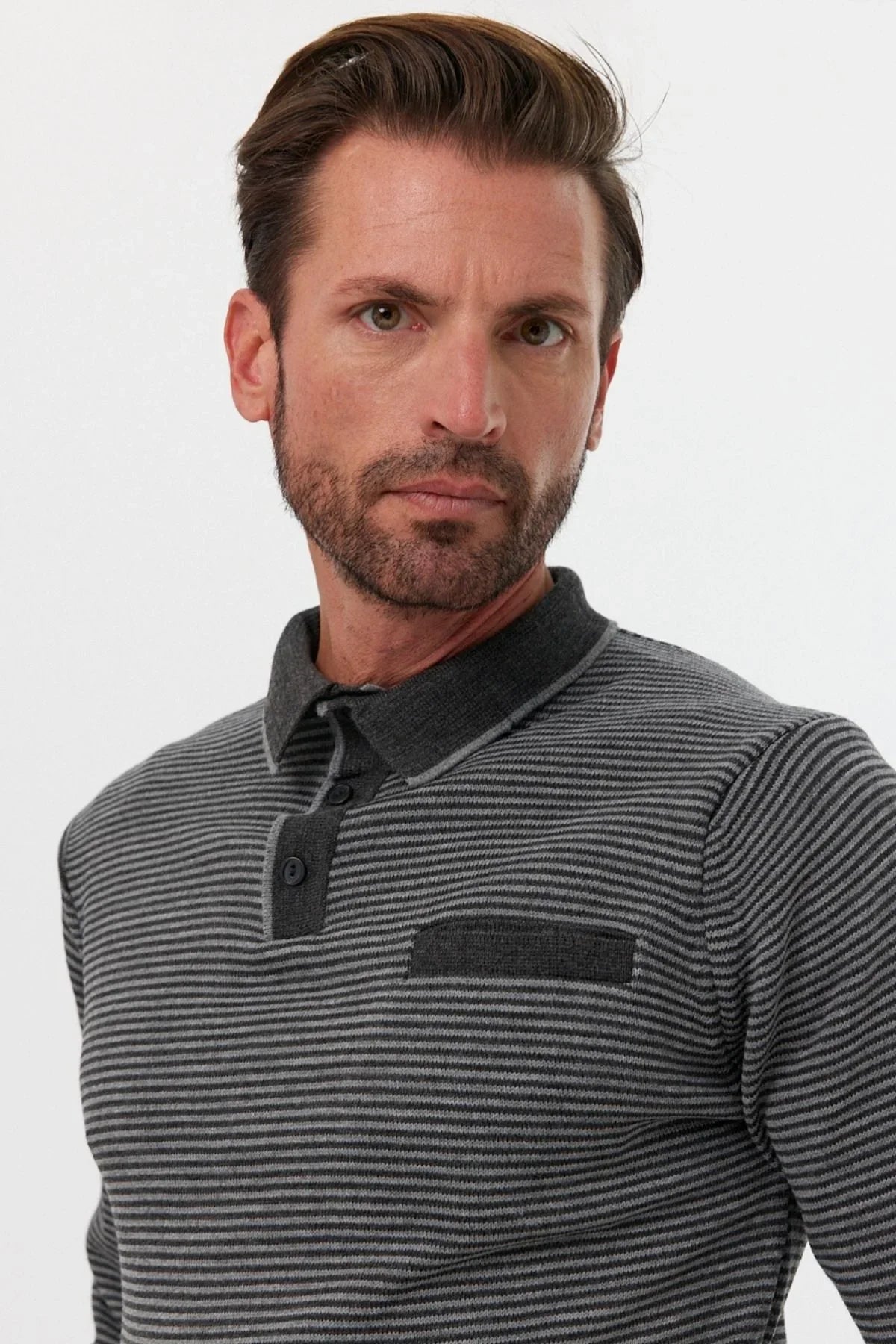 Erkek Standart Fit Polo Yaka Cepli Triko Kazak - Livio Ferri