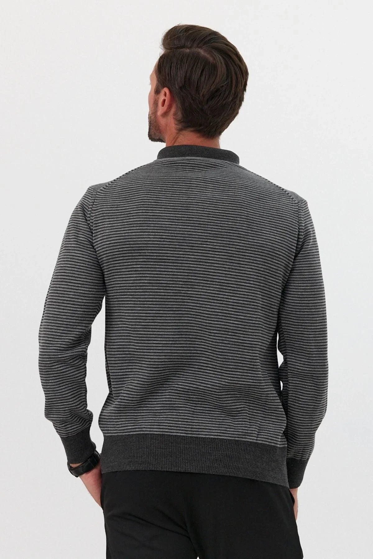 Erkek Standart Fit Polo Yaka Cepli Triko Kazak - Livio Ferri