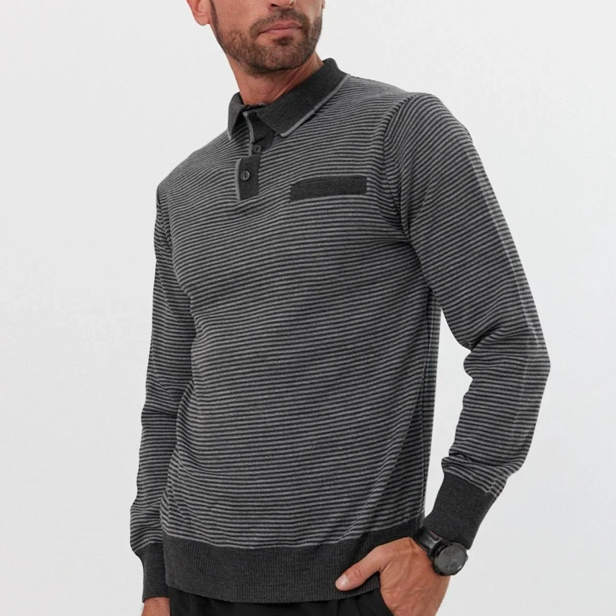 Erkek Standart Fit Polo Yaka Cepli Triko Kazak - Livio Ferri