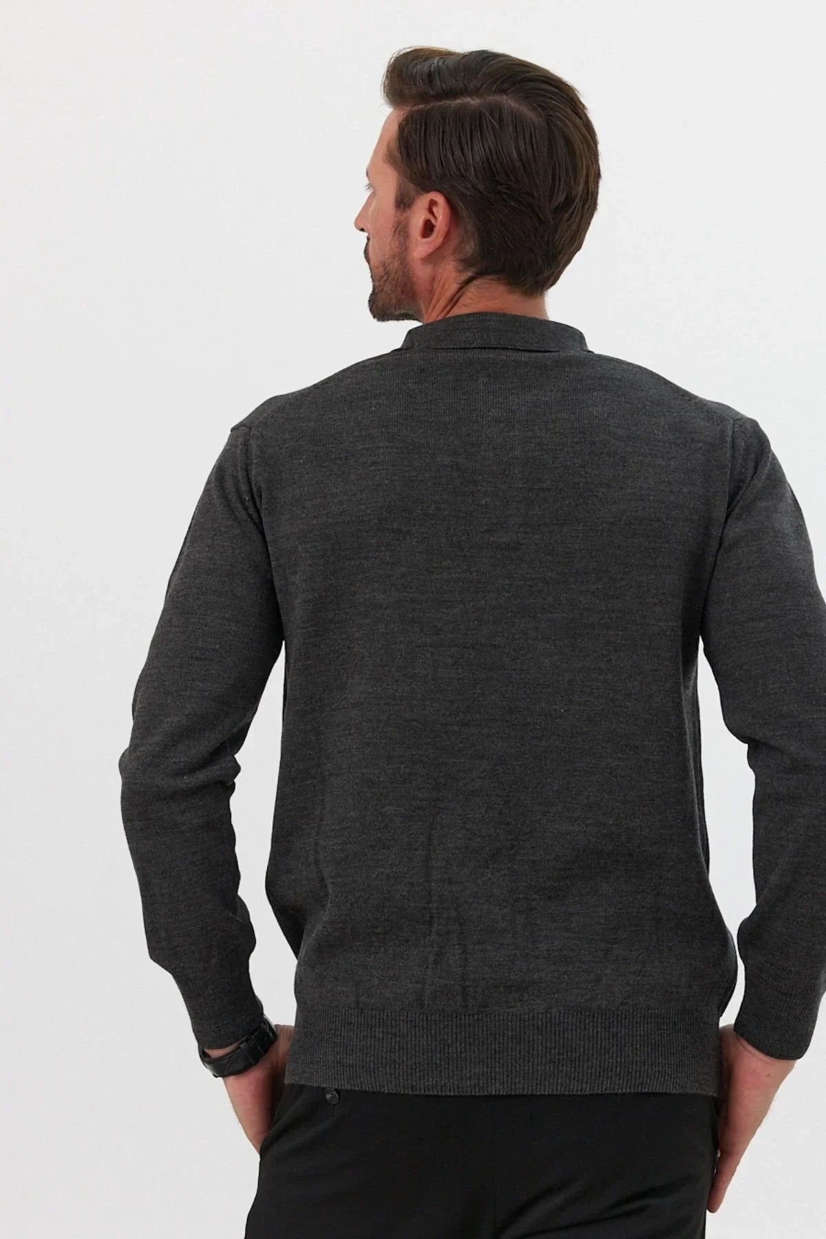 Erkek Standart Fit Polo Yaka Cepli Triko Kazak - Livio Ferri