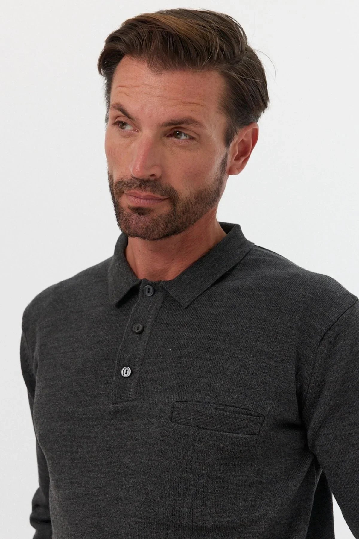 Erkek Standart Fit Polo Yaka Cepli Triko Kazak - Livio Ferri