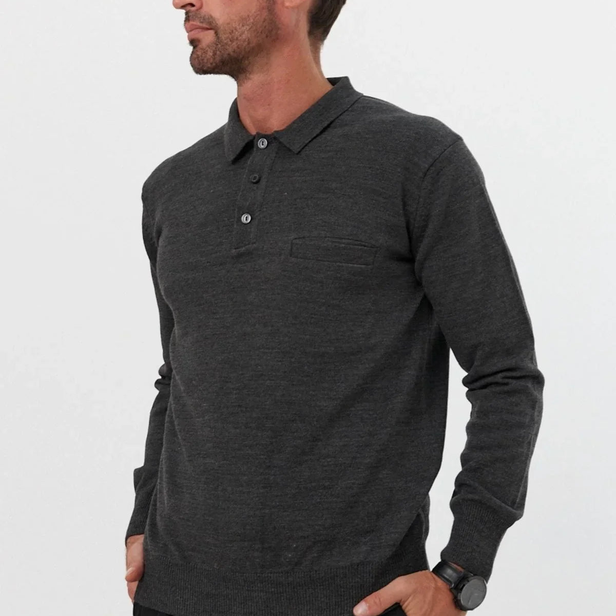 Erkek Standart Fit Polo Yaka Cepli Triko Kazak - Livio Ferri