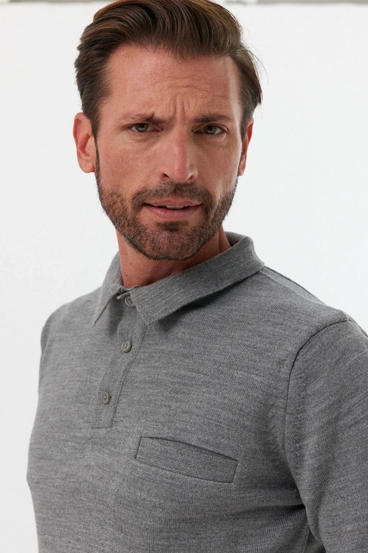 Erkek Standart Fit Polo Yaka Cepli Triko Kazak - Livio Ferri