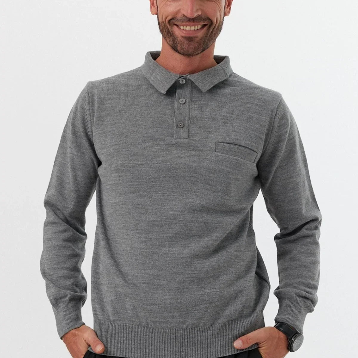 Erkek Standart Fit Polo Yaka Cepli Triko Kazak - Livio Ferri