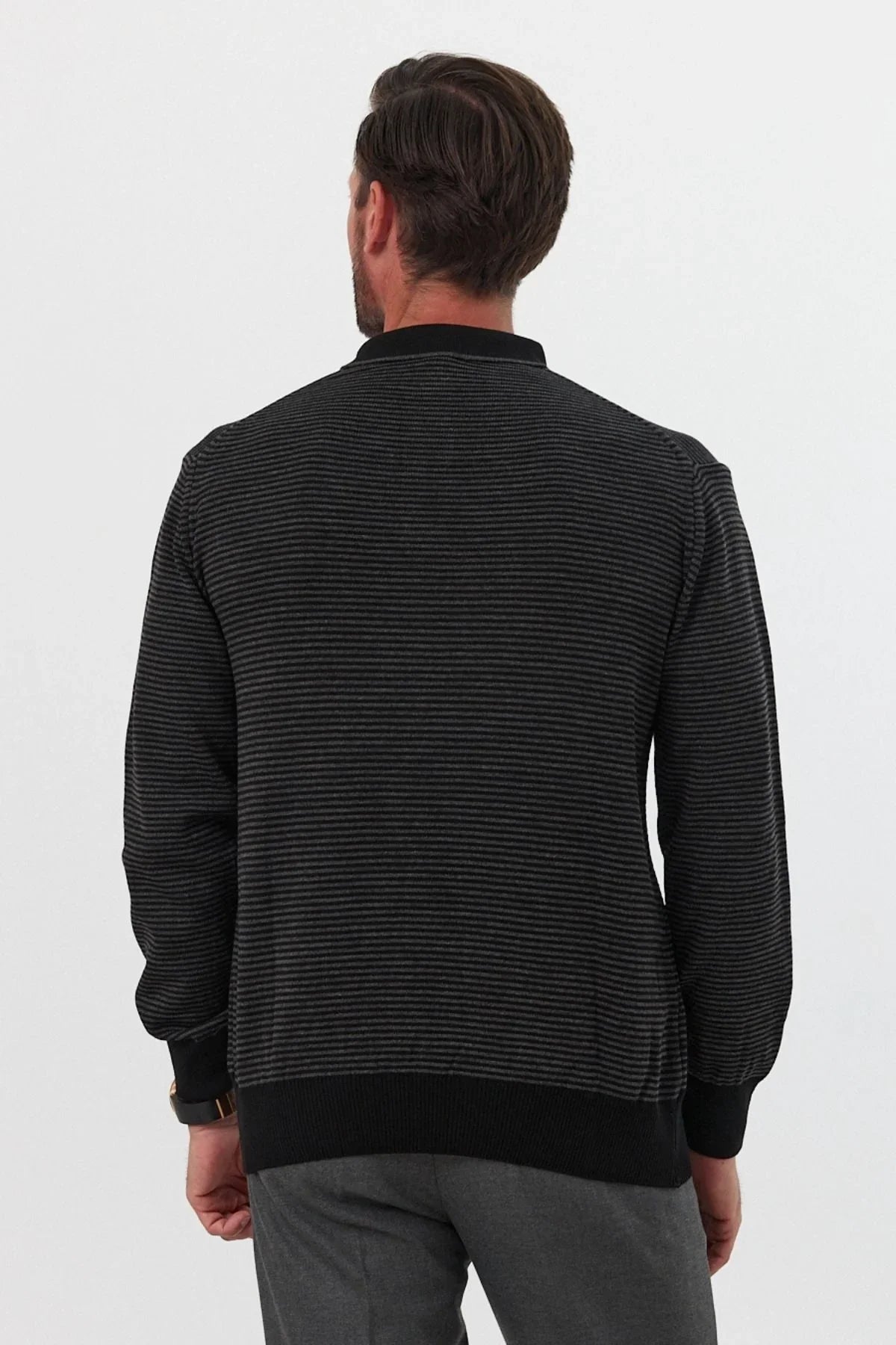 Erkek Standart Fit Polo Yaka Cepli Triko Kazak - Livio Ferri