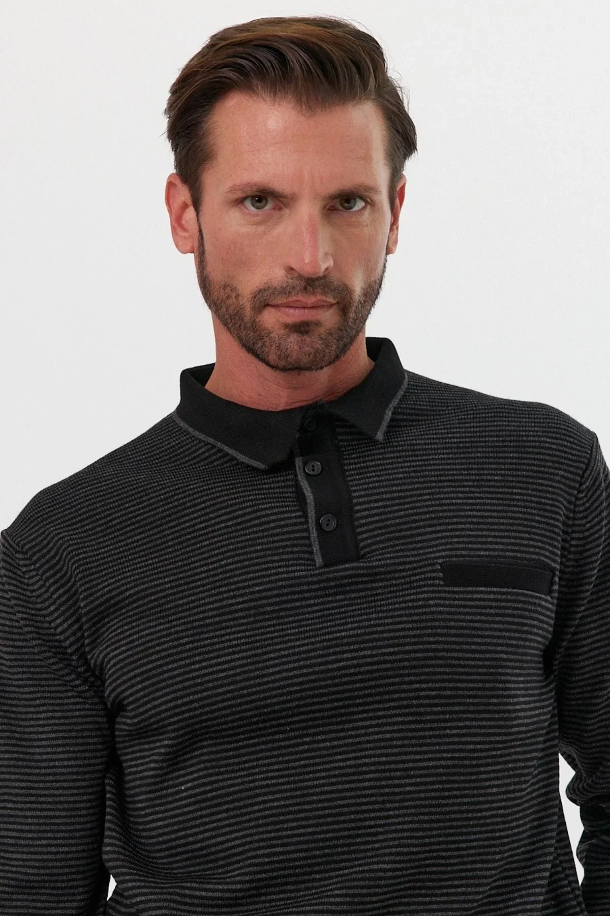 Erkek Standart Fit Polo Yaka Cepli Triko Kazak - Livio Ferri