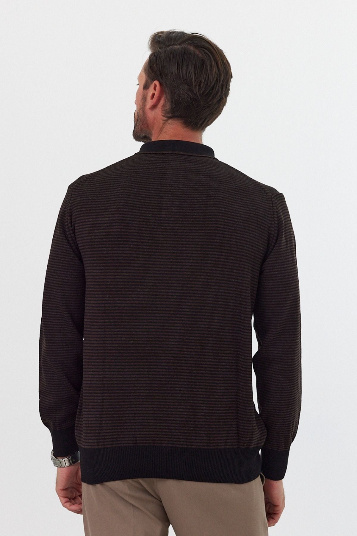 Erkek Standart Fit Polo Yaka Cepli Triko Kazak - Livio Ferri