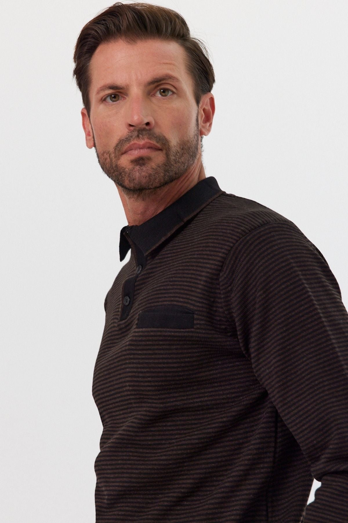 Erkek Standart Fit Polo Yaka Cepli Triko Kazak - Livio Ferri