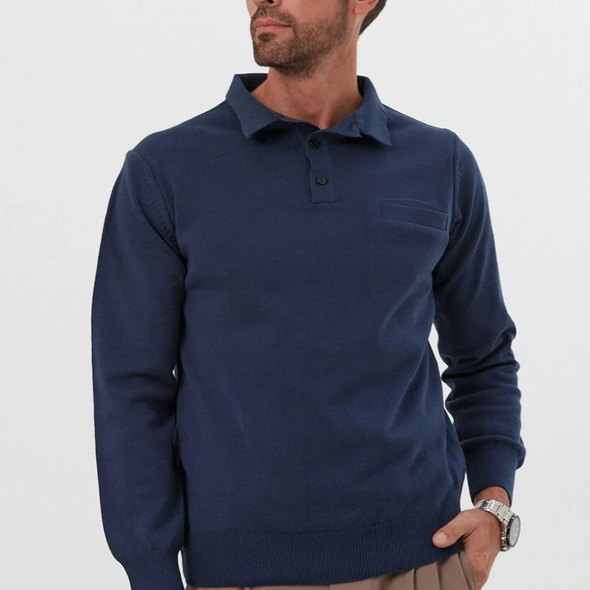 Erkek Standart Fit Polo Yaka Cepli Triko Kazak - Livio Ferri