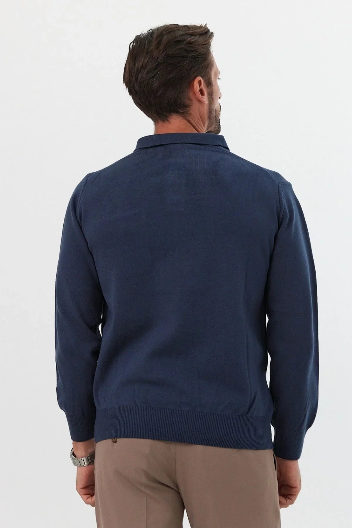 Erkek Standart Fit Polo Yaka Cepli Triko Kazak - Livio Ferri