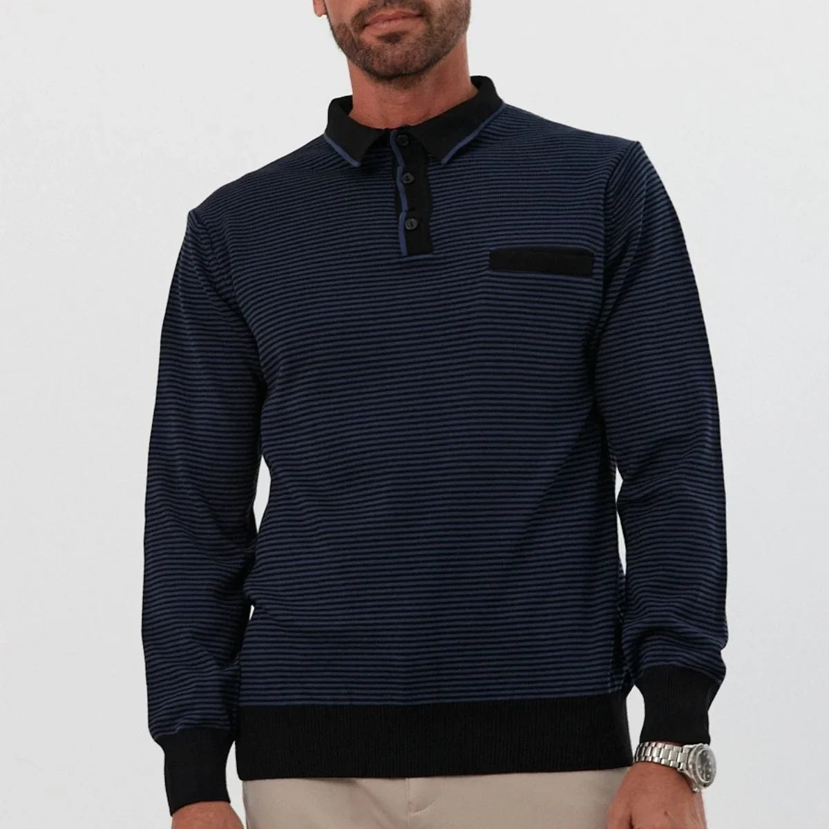 Erkek Standart Fit Polo Yaka Cepli Triko Kazak - Livio Ferri