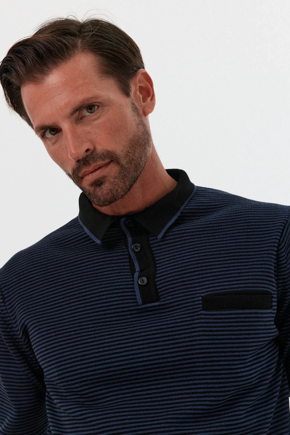 Erkek Standart Fit Polo Yaka Cepli Triko Kazak - Livio Ferri